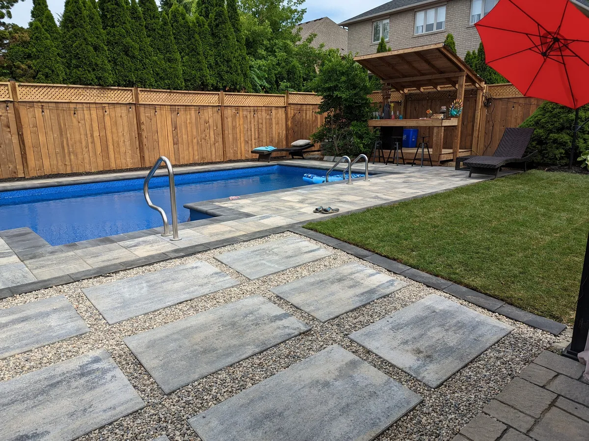 Before and after of a pool installation